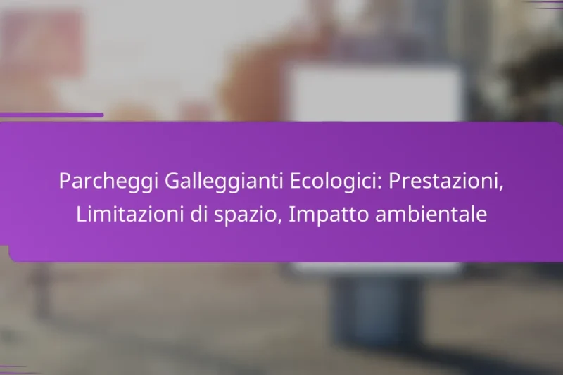 Parcheggi Galleggianti Ecologici: Prestazioni, Limitazioni di spazio, Impatto ambientale