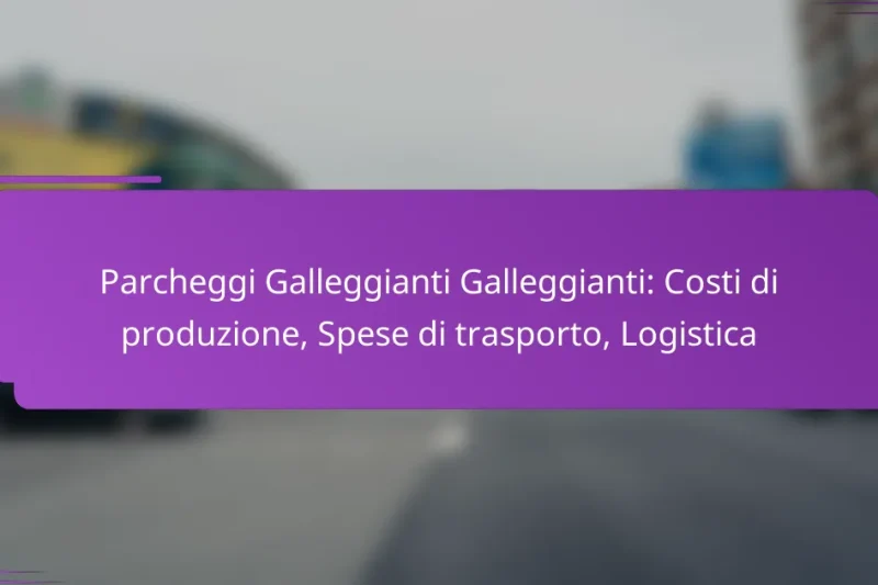 Parcheggi Galleggianti Galleggianti: Costi di produzione, Spese di trasporto, Logistica