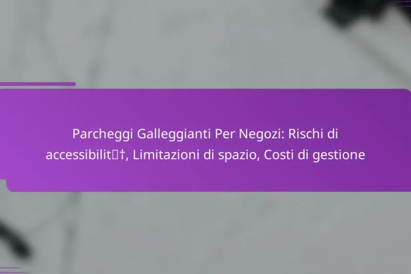 Parcheggi Galleggianti Per Negozi: Rischi di accessibilità, Limitazioni di spazio, Costi di gestione