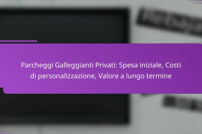 Parcheggi Galleggianti Privati: Spesa iniziale, Costi di personalizzazione, Valore a lungo termine