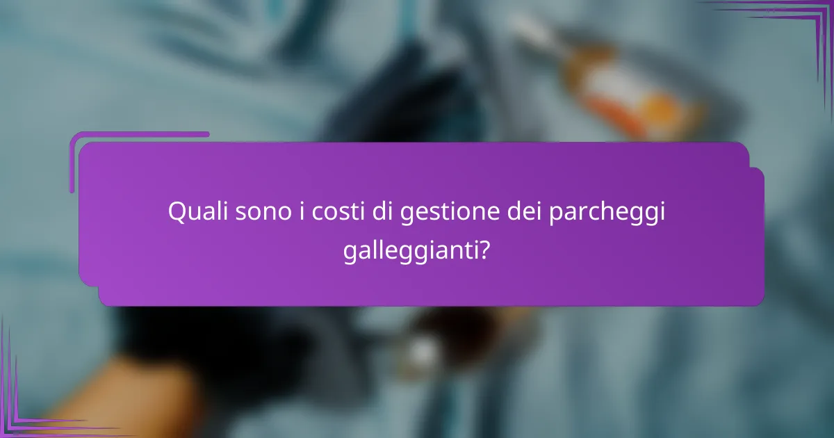 Quali sono i costi di gestione dei parcheggi galleggianti?